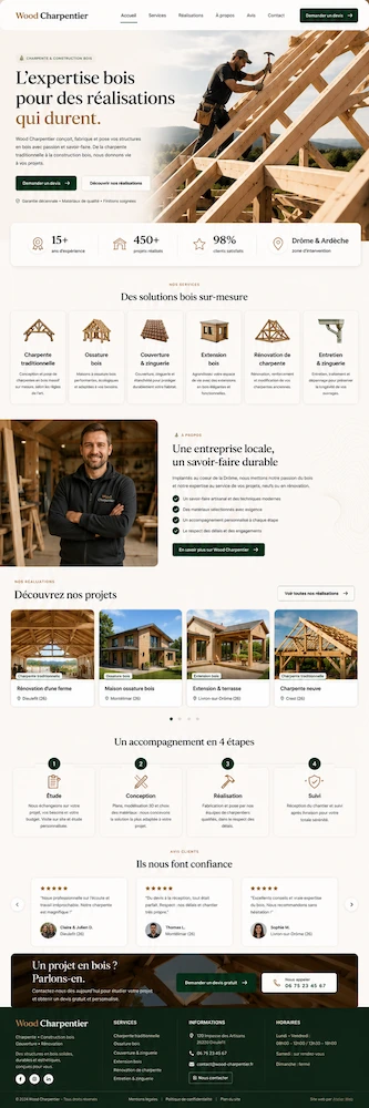 Exemple de site pour artisan du bois — réalisation 2